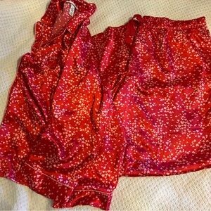 Victoria's Secret Red Heart Women's Satin Pajama Set